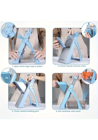 Dashanshop Genaı Çok Amaçlı Manuel Sebze Doğrayıcı Green Ayarlanabilir Gıda Kesici Çıkarılabilir Paslanmaz Çelik Bıçak Abs Mutfak Aleti Patates Salatalık Soğan Kesme İçin 1 Parça