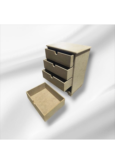 Ahşap Boyanabilir 4 Geniş Çekmeceli Takı-aksesuar Organizer Kutu