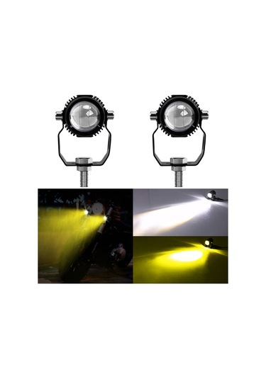 Monyee Motosiklet Spot Lambaları 2 Adet - Sarı Beyaz Çift Renkli, Ip67 Su Geçirmez, 60w 6000lm