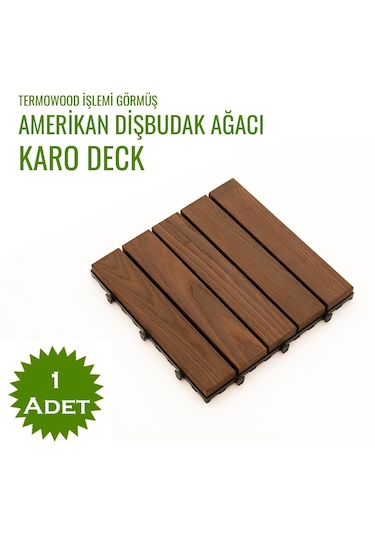 Pafu Sunsoe Dişbudak Ağacı Balkon Bahçe Ahşap Yer Döşemesi Karo Deck 30x30 Cm - 1 Adet 0,09m2