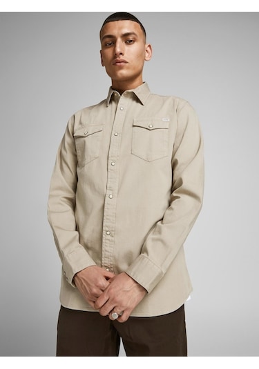 Jack Jones Erkek Denim Gömlek Jjesherıdan 12138115 Bej