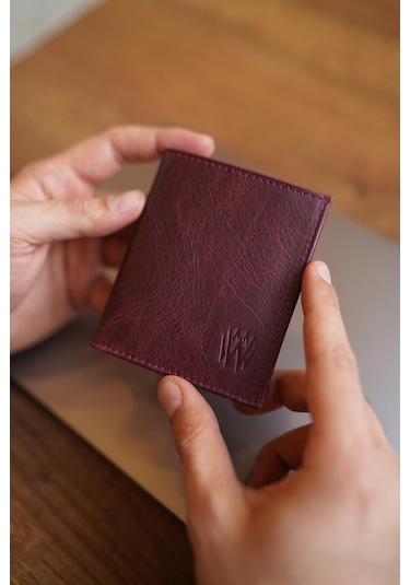 Bayderi Lisande Hakiki Deri Kibar Erkek Cüzdanı - Crazy Bordo