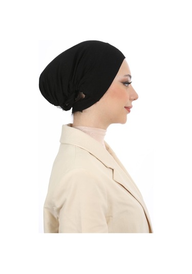 Kadın Tesettür Geniş Hacimli Pratik Ense Ve Çene Altından Geçmeli Kaymayan Çeneli Bone Koyu Gri Koyu Gri