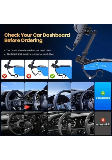 Boatshop1 Lcars Araç Gösterge Paneli Montajı Dönebilen Oval Şekilli Telefon Tutucu Araç Navigasyonu Stabilite İçin Gümüş