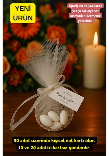 10'lu Kurdeleli Halkalı Şeker - Nikah Şekeri - Nikah Hediyesi - Nişan Hediyesi