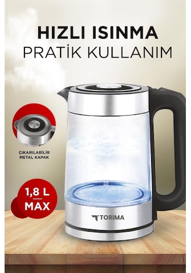 Torima TY-083-18X29A Cam Ledli 1500 W 1.8L Su Isıtıcı