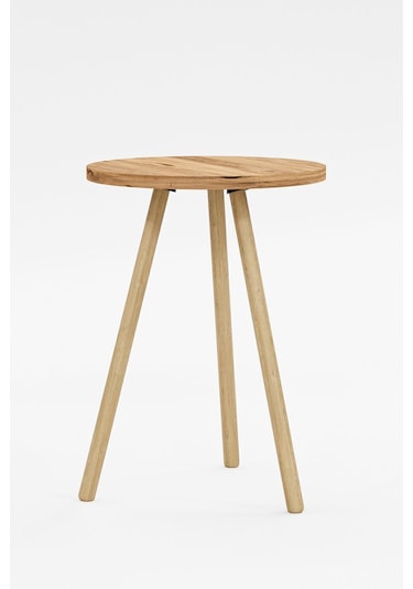 İntergo Yuvarlak Ahşap Ayaklı Tekli Zigon Yan Sehpa Atlantik Çam