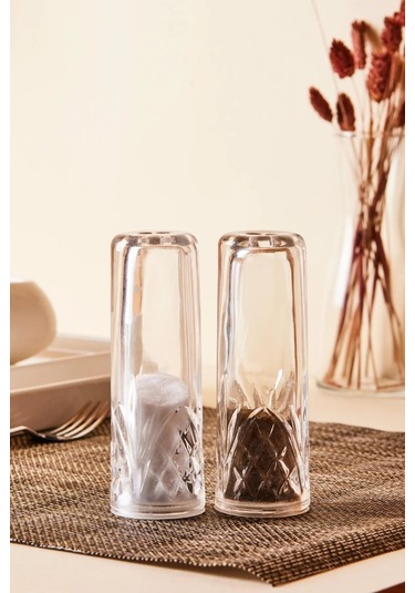 Periboia 2li Akrilik Tuzluk Biberlik Seti - Şeffaf Tuzluk Cam D Çok Renkli