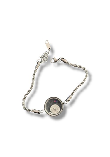 Kırmızı Sanat Evi Şeffaf Camlı Atatürk Paralı Çelik Bileklik