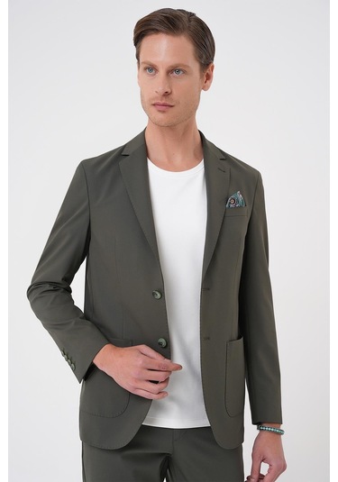 Comfort Fit Mono Yaka Torba Cep Casual Haki Ceket C 707 Haki