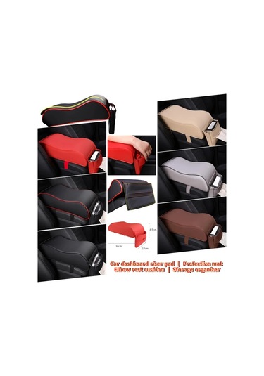 Chuangyinshop Yumuşak Araç Kolçak Minderi Telefon Cebi Siyah Kırmızı Ergonomik