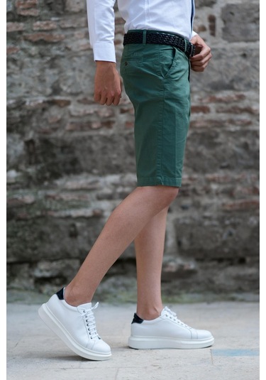 Gabardin Kumaş Bitik Desenli Pamuklu Regular Fit Chino Yan Cep Erkek Şort 001