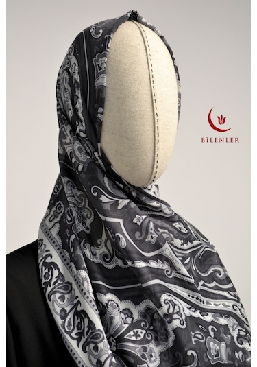 Etnik Desenli Pamuklu Şal 70x190 Cm Siyah