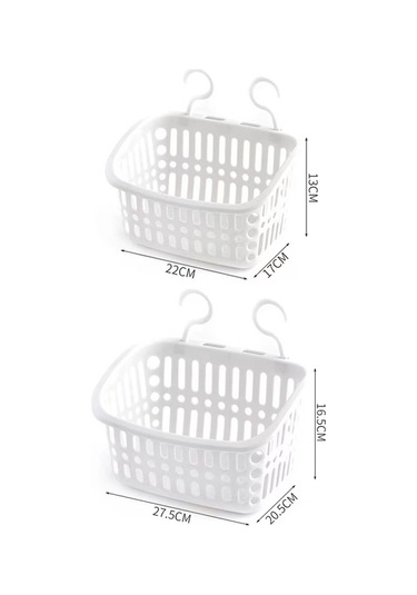 Sones Plastik Askılı Sepet Kancalı Mutfak Depolama Drenaj Sepeti Raf Banyo Düzenleyici, Renk: Küçük Gri