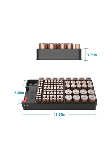 Wezone Pil Depolama Kutusu İle Lcd Pil Testeri - 98 Adet Pil Yerleştirme - Abssert Malzeme - Ev İçi Kullanım Kolaylığı Diğer