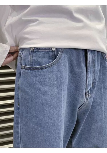 Erkek Rahat Kalıp Bol Paça Pantolon Jean Mavikar