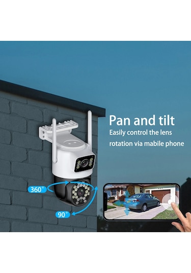Fhd 2mp Çift Kameralı Çift Ekranlı Ptz Outdoor Güvenlik Kamera...
