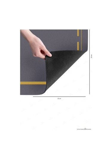 1 Adet - Gri 35x50cm Bulaşık Matı, Kurulama Matı, Tezgah Üstü Mat, Su Emen Mat, Lavabo Paspası