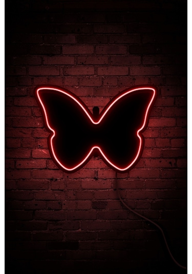 Kelebek Neon Led Duvar Aydınlatması & Dekoru & Gece Lambası Kırmızı Kırmızı