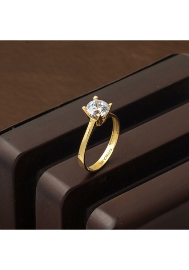 Bilezikci Klasik 14 Ayar Altın Tektaş Yüzük YZCAY14K29180