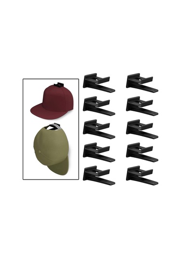 Suntek Duvar Şapka Kancası Şapka Rafı Şapka Depolama Dayanıklı Siyah 10 Adet Çok Renkli