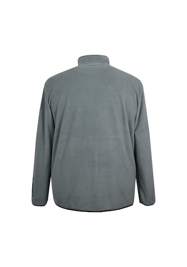 Erkek Büyük Beden Dik Yakalı Fermuarlı 122 Kg-172 Kg Arası İçin Uygun Bedenli Polar Sweat Mont Gri