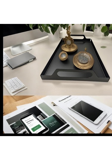 Willowhaven Yeşil Dekoratif Metal Tepsi Yaprak Desenli Dayanıklı İç Ve Dış Mekan Yeşil