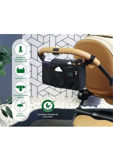 Been Bebek Arabası Organizer Çanta Siyah