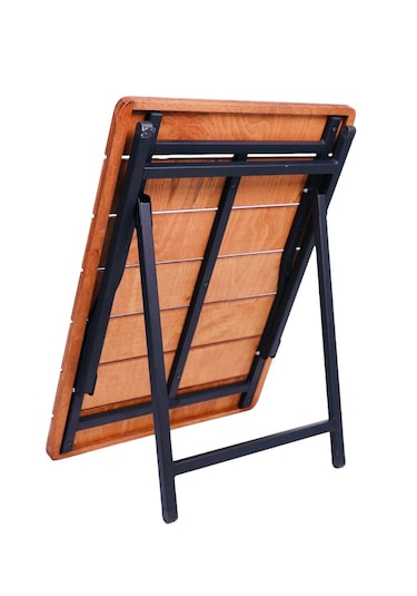 Alin Metal Katlanır Ahşap Kamp Ve Piknik Masası Kahverengi - Siyah