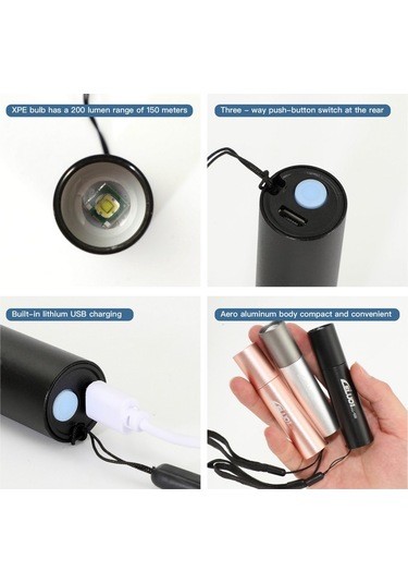 Soulader Kompakt Usb Şarjlı Mini El Feneri, Ayarlanabilir Zoom Özellikli Güçlü Led Işık, Kampçılık Ve Acil Durumlar İçin Pratik Aydınlatma Çözümü Sarı