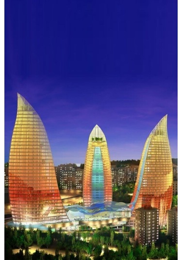 Azerbaycan Flame Towers Oval Magnet
