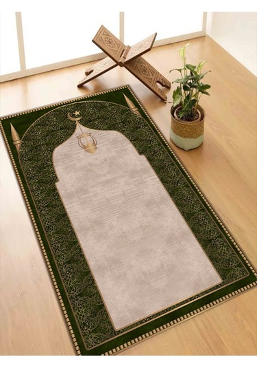 Seccade Diz Ağrıtmayan Yumuşak Halı Seccade Ve Namazlık Yeşil