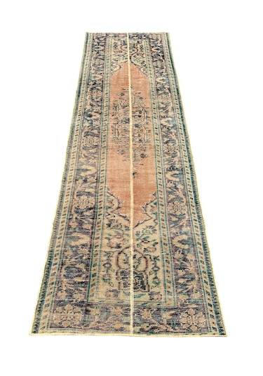 Patchwork Eskitme Halı 90x280 Turuncu %100 Yün Vintage Yolluk Turuncu