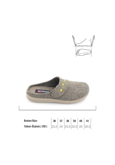 Gezer Kadın Kışlık Nakışlı Tasarım Cırtlı Ayarlanabilir Rahat Taban Ev Bahçe Terlik Gt1kzm.16117.03.012.f61 Bej