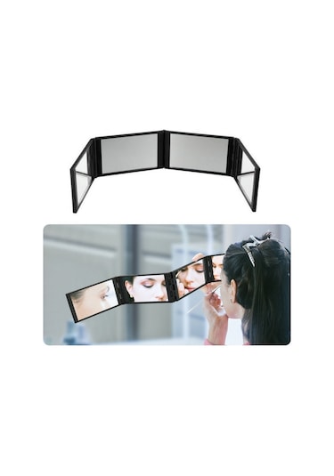 Sones Dört Taraflı Katlanabilir Çok Açılı Panoramik Taşınabilir Makyaj Aynası Siyah