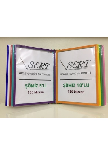 Şömiz Duvar Tipi 10'lu Evrak Tutucu 10 Renk 130 Micron Poşet+Aparat