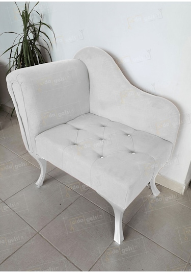 Yeni Model Ters Kol Tekli Köşe Koltuğu Josefin Bench Beyaz Ayak Beyaz