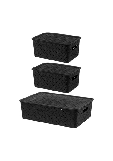 El Casa Kapaklı Saklama Sepeti, 3 Adet 58429444 Siyah