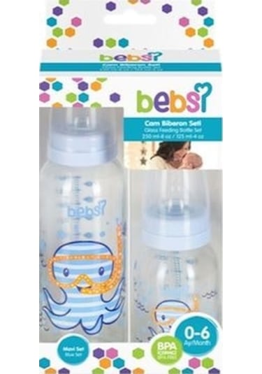 Bebsi Cam Biberon Seti Mavi 250 ML+125 ML