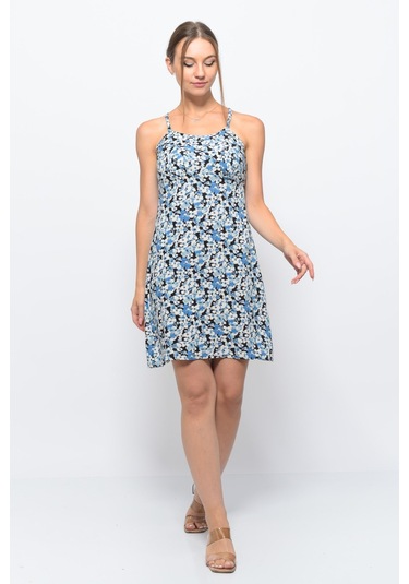 Kadın Askılı Desenli Büzgü Detaylı Yazlık Kısa Elbise 4429/95 001