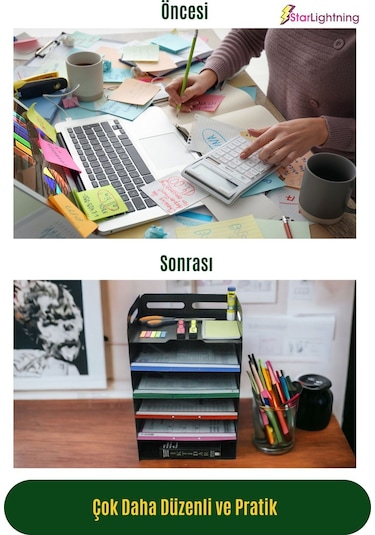 Masa Düzenleyici Organizer Evrak Rafı Masaüstü Organizer Model 5 - Siyah