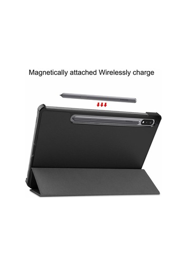 Sandwich Samsung Galaxy Uyumlu Tab S8 İçin 11'' Üç Katlı Korumalı Kılıf - Uyku/uyanma Fonksiyonu, 2 Açı Seçeneği, Siyah Kapaklı Kapaklı Kılıf