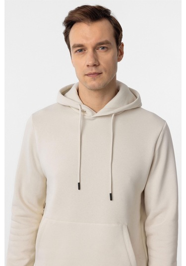 SÜVARİ Bej Regular Düz Kapüşonlu Yaka Sweatshirt Bej