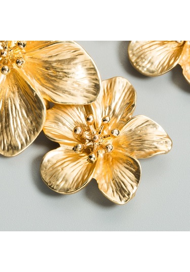 1 Çift Bayan Moda Geometrik Çiçek Küpe Pembe