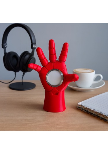 Iron Man El Tasarımlı Dekoratif Masa Lambası-fibrika Store Kırmızı