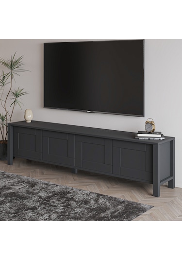 Vachel 4 Kapaklı Modern Tv Sehpası Antrasit