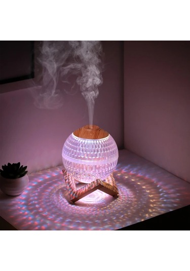 Techbloom Beyaz Crystal Ball Nemlendirici Renkli Gece Işığı Usb Güçlü Abs Malzeme Sessiz Çalışma Ev Ofis