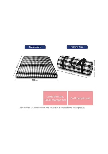 Xiaaokeji Piknik Bezi Katlanır Mat Battaniye Açık Hava Katlanır Su Geçirmez Battaniye Siyah-beyaz Siyah - Beyaz