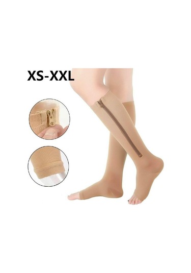 Fermuarlı Medikal Varis Çorapları Burnu Açık Fermuarlı Çorap