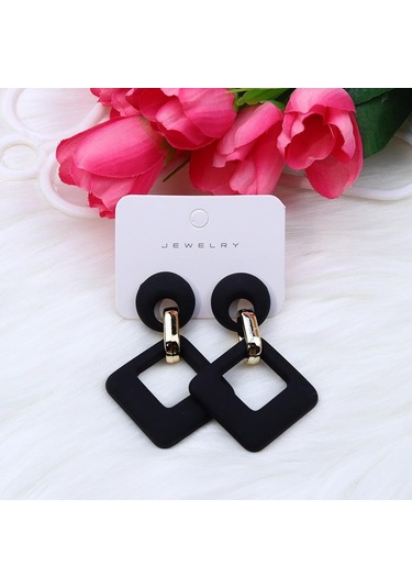 Siyah Opk, 2023'ün Yeniliği, 12 Renk, Kare Akrilik Çerçeveler, Kadınlar İçin Lüks Çok Renkli Geometrik Küpe, Takı Pd1488 Siyah